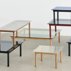 Table Basse Kofi Chene Massif Noir & Verre Clair - L 80 X L 80 X H 36 Cm-Hay Discount